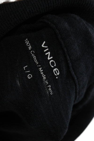 Vince Unisex Black Cotton Collared Polo Short Sleeve Size L