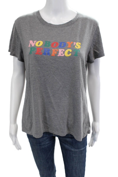 Sub_Urban Riot Women Crewneck Graphic Quote T-Shirt Gray Short Sleeve Size M