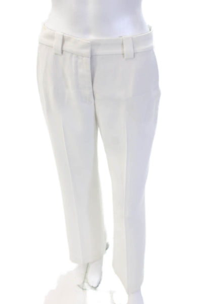 Zara Womens Dress Pants White 100% Polyester Hook & Eye Classic Size XS