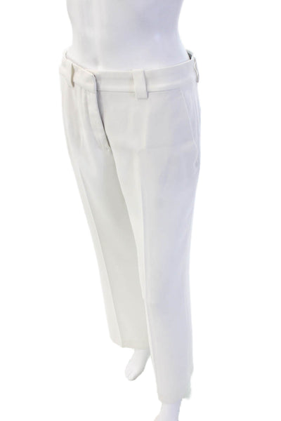 Zara Womens Dress Pants White 100% Polyester Hook & Eye Classic Size XS