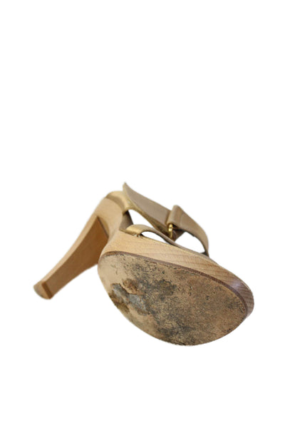KORS Michael Kors Womens Block Heel Satin Double Strap Sandals Brown Size 10M