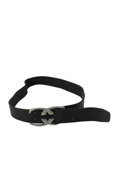 Just Cavalli Womens Medium Width Leather Logo Buckle Belt Black Size 85cm