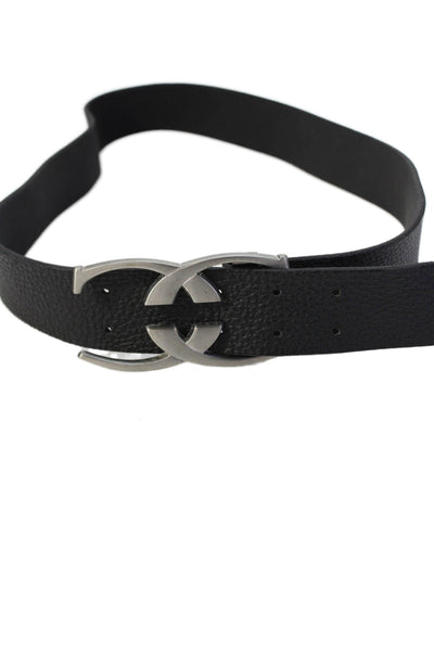 Just Cavalli Womens Medium Width Leather Logo Buckle Belt Black Size 85cm