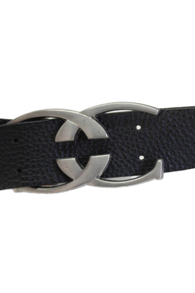 Just Cavalli Womens Medium Width Leather Logo Buckle Belt Black Size 85cm