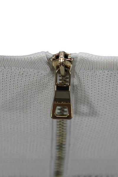Balmain Women Cropped Tank Square Neck Button White Polyester Designer Size XS