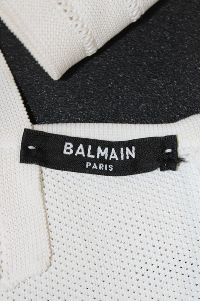 Balmain Women Cropped Tank Square Neck Button White Polyester Designer Size XS
