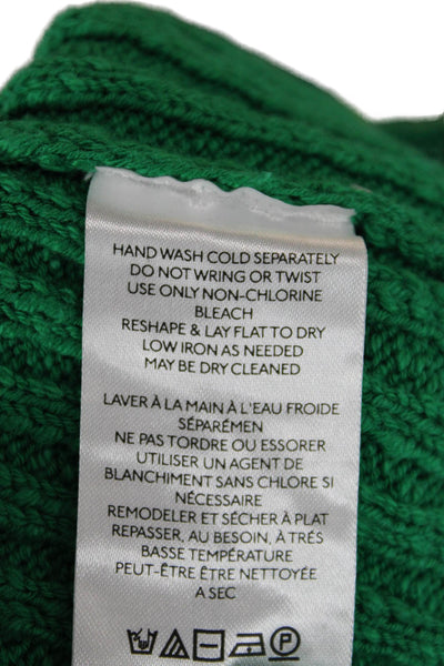 Maeve Anthropologie Unisex Green Striped Pullover Sweater Short Sleeve Size XL