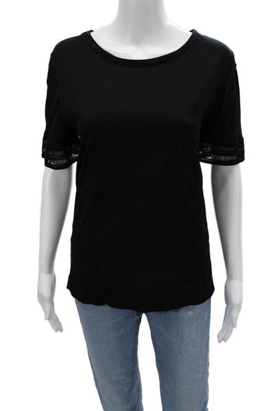 Les Copains Women Black Basic Short Sleeve T-Shirt Round Neck Size L
