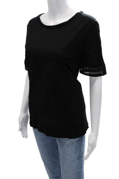 Les Copains Women Black Basic Short Sleeve T-Shirt Round Neck Size L