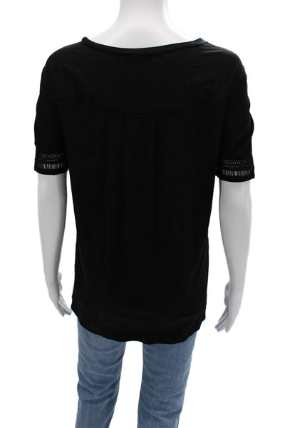 Les Copains Women Black Basic Short Sleeve T-Shirt Round Neck Size L