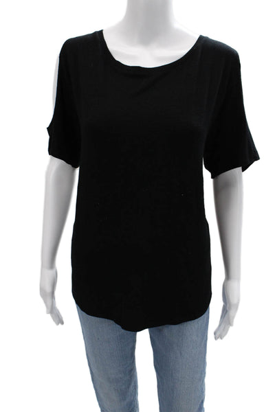 Rag & Bone Jean Women Black Rayon Round Neck Short Sleeve Basic T-Shirt Size L