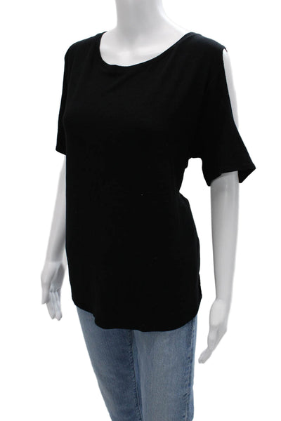Rag & Bone Jean Women Black Rayon Round Neck Short Sleeve Basic T-Shirt Size L