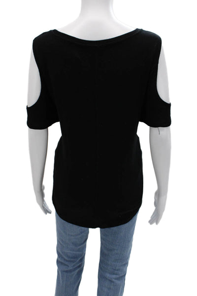 Rag & Bone Jean Women Black Rayon Round Neck Short Sleeve Basic T-Shirt Size L
