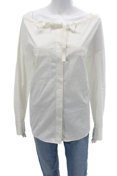 Theory Womens Button Up Long Sleeve White Top Size S