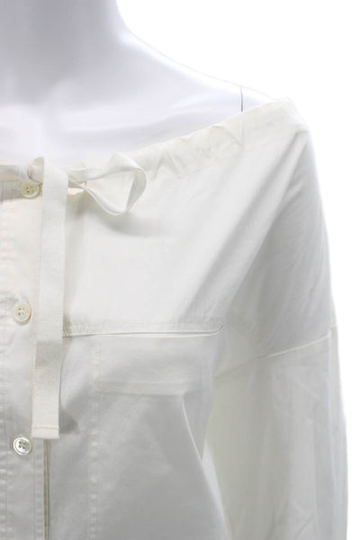 Theory Womens Button Up Long Sleeve White Top Size S