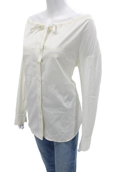 Theory Womens Button Up Long Sleeve White Top Size S