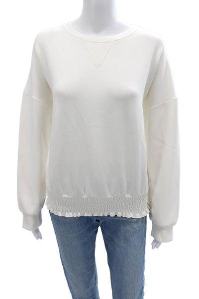 Cynthia Rowley Womens White Pullover Sweatshirt Crew Neck Long Sleeve Size L