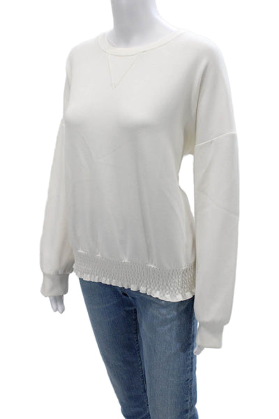 Cynthia Rowley Womens White Pullover Sweatshirt Crew Neck Long Sleeve Size L