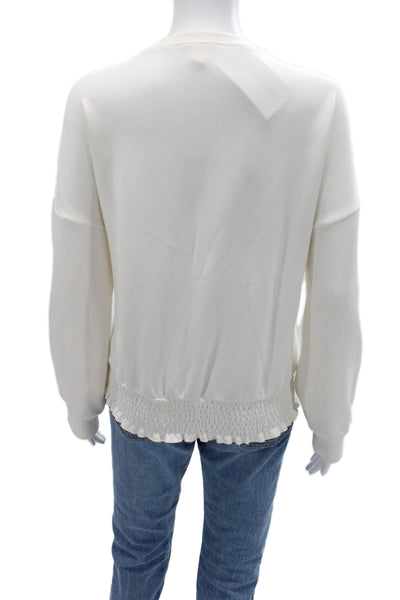 Cynthia Rowley Womens White Pullover Sweatshirt Crew Neck Long Sleeve Size L