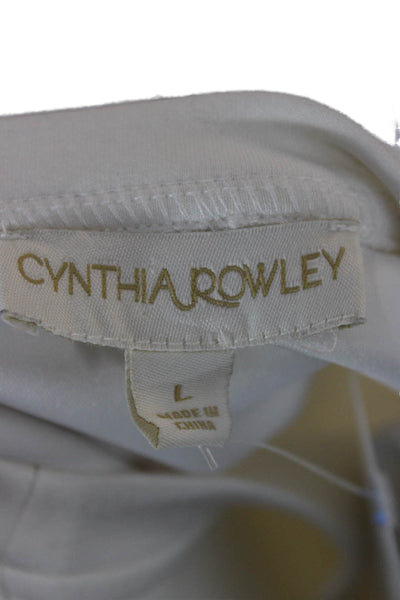 Cynthia Rowley Womens White Pullover Sweatshirt Crew Neck Long Sleeve Size L