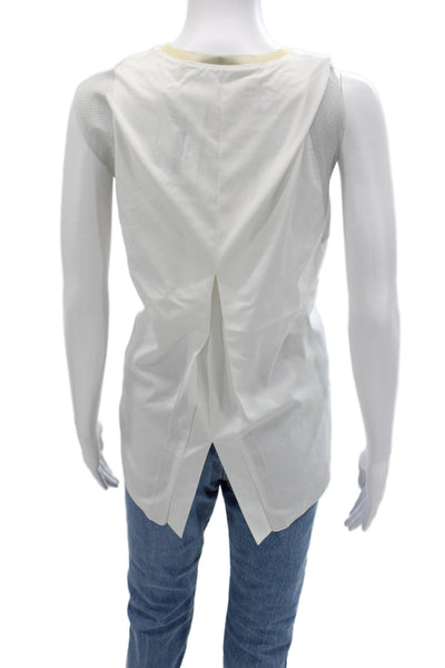 Elie Tahari Women White Sleeveless Round Neck Tank Size L