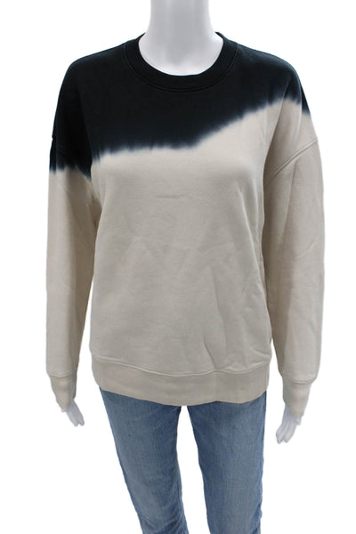 ATM Unisex Pullover Sweatshirts Beige Cotton Crew Neck Long Sleeve Size S