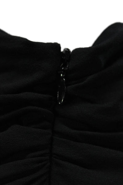 DKNY Women Black Turtleneck Long Sleeve Top Viscose Spandex Zip Size L