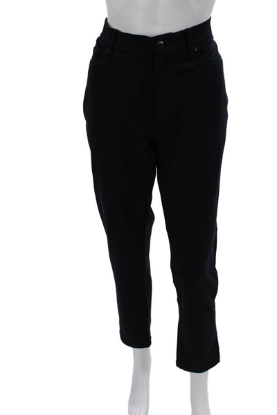 Patrick Assaraf Unisex Ankle Cropped Pants Black Button Size 34