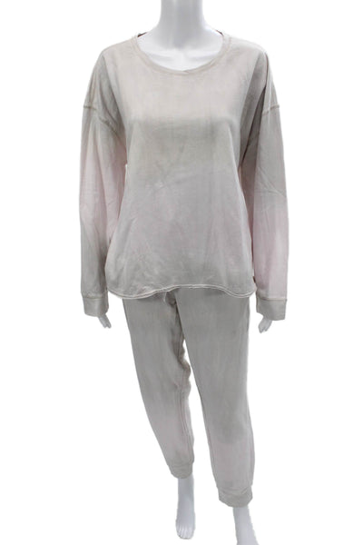Beach Lunch Lounge Women Tie Dyed Cotton Set Beige Size XL