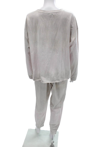 Beach Lunch Lounge Women Tie Dyed Cotton Set Beige Size XL