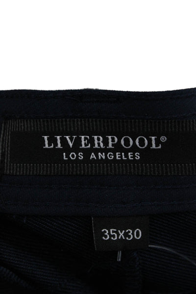 Liverpool Los Angeles Men Cropped Ankle Pants Dark Blue Rayon Button Size 35