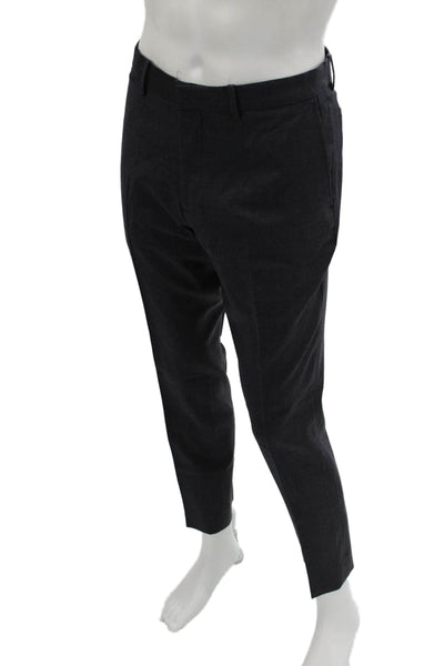 Theory Mens Dark Gray Wool Ankle Cropped Dress Pants Button Size 33