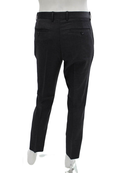 Theory Mens Dark Gray Wool Ankle Cropped Dress Pants Button Size 33