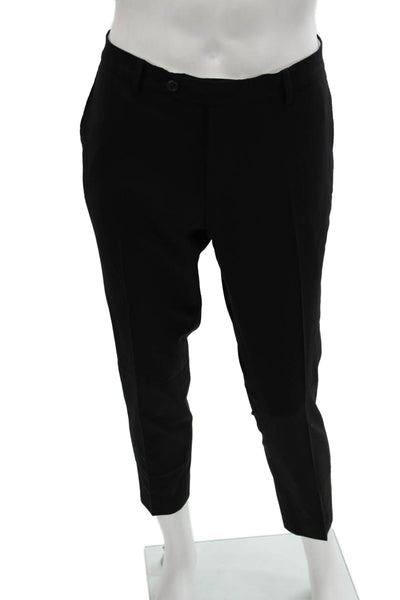 Tombolini Mens Cropped Ankle Dress Pants Black Virgin Wool Button Size 34