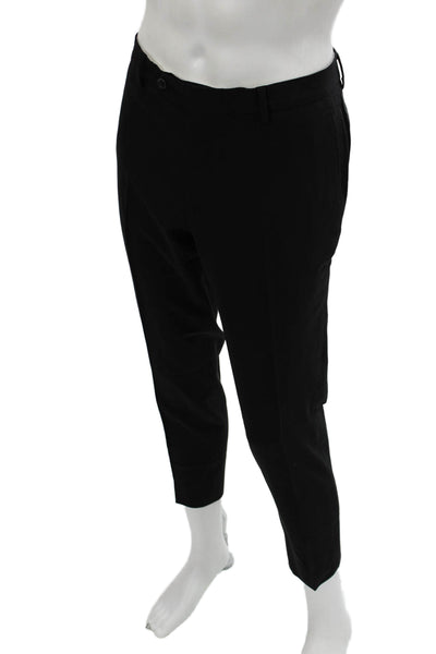 Tombolini Mens Cropped Ankle Dress Pants Black Virgin Wool Button Size 34