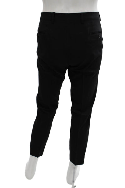Tombolini Mens Cropped Ankle Dress Pants Black Virgin Wool Button Size 34