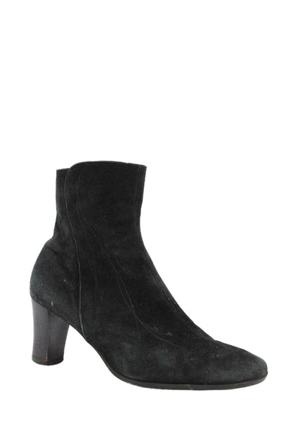 BeautiFeel Womens Side Zip Block Heel Ankle Booties Black Suede Size 36