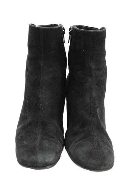 BeautiFeel Womens Side Zip Block Heel Ankle Booties Black Suede Size 36