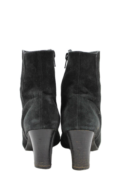 BeautiFeel Womens Side Zip Block Heel Ankle Booties Black Suede Size 36