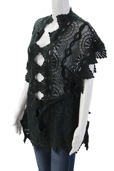 Night Cap Women Kimono Sleeveless Black Geometric Nylon Bohemian Top Size 2