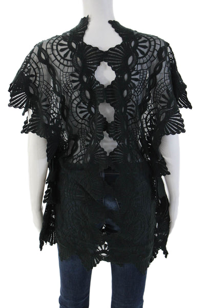 Night Cap Women Kimono Sleeveless Black Geometric Nylon Bohemian Top Size 2