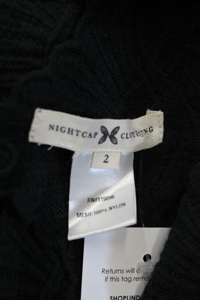 Night Cap Women Kimono Sleeveless Black Geometric Nylon Bohemian Top Size 2