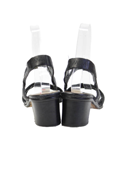 Paul Mayer Womens Leather Slingback Sandals Black Size 6