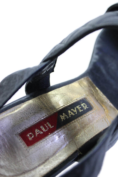 Paul Mayer Womens Leather Slingback Sandals Black Size 6