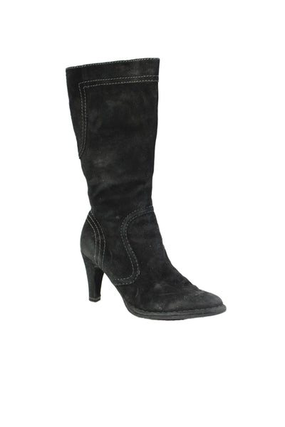 Fornarina Womens Suede Zip Up Midcalf Boots Black Size 6.5