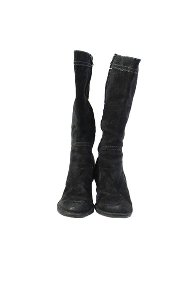 Fornarina Womens Suede Zip Up Midcalf Boots Black Size 6.5
