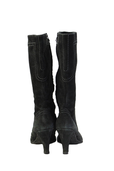 Fornarina Womens Suede Zip Up Midcalf Boots Black Size 6.5