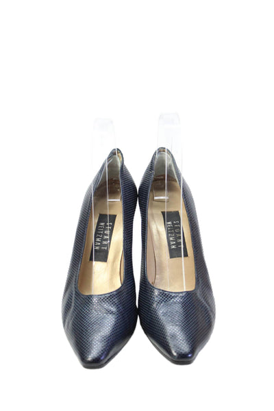 Stuart Weitzman Womens Textured Leather Pumps Navy Size 6B