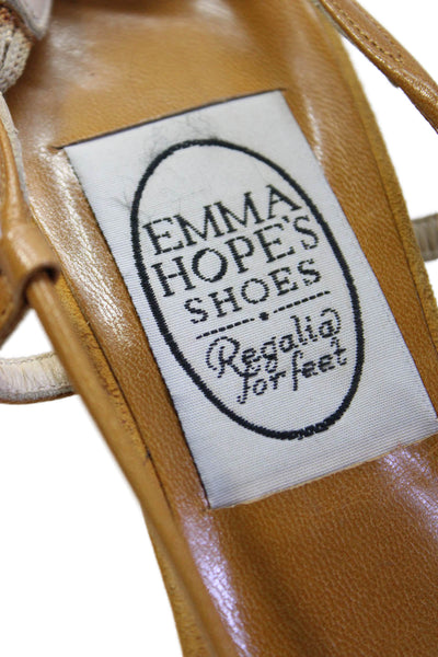 Emma Hope Womens Leather Slingback Heels Beige Size 36 6