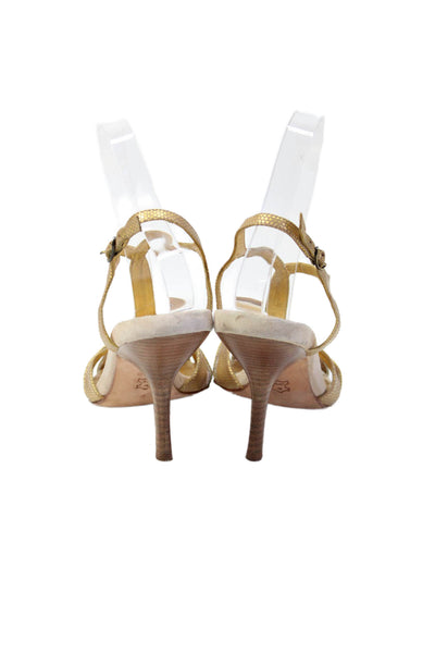 BCBGMAXAZRIA Womens Metallic Leather Sandals Gold Size 5.5
